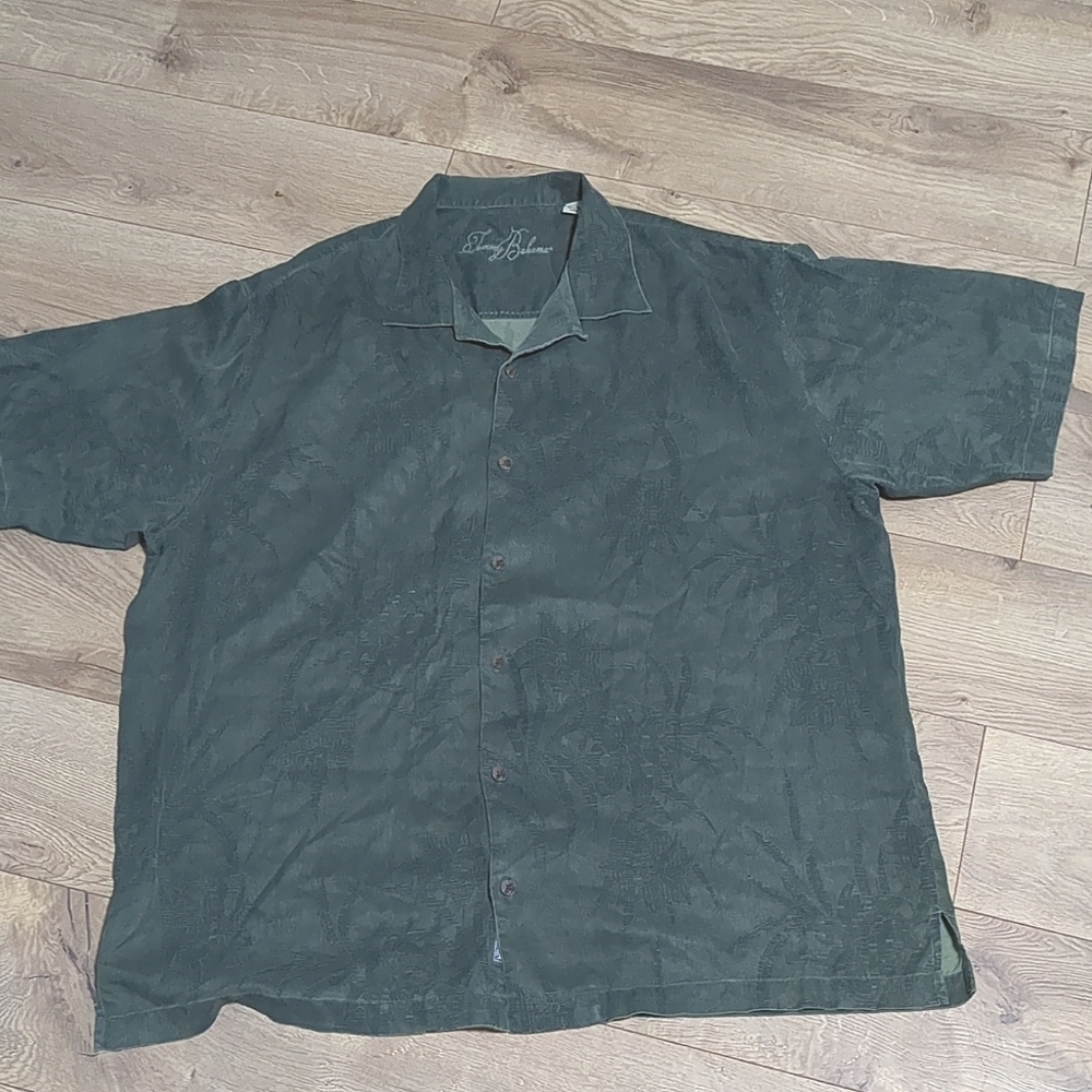 Tommy Bahama Silk  button down Men's green shirt XL